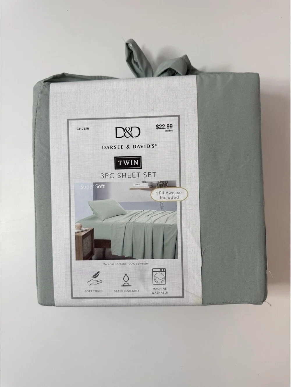 Darsee & David’s 3 Piece Twin Sheet Set Sage Green